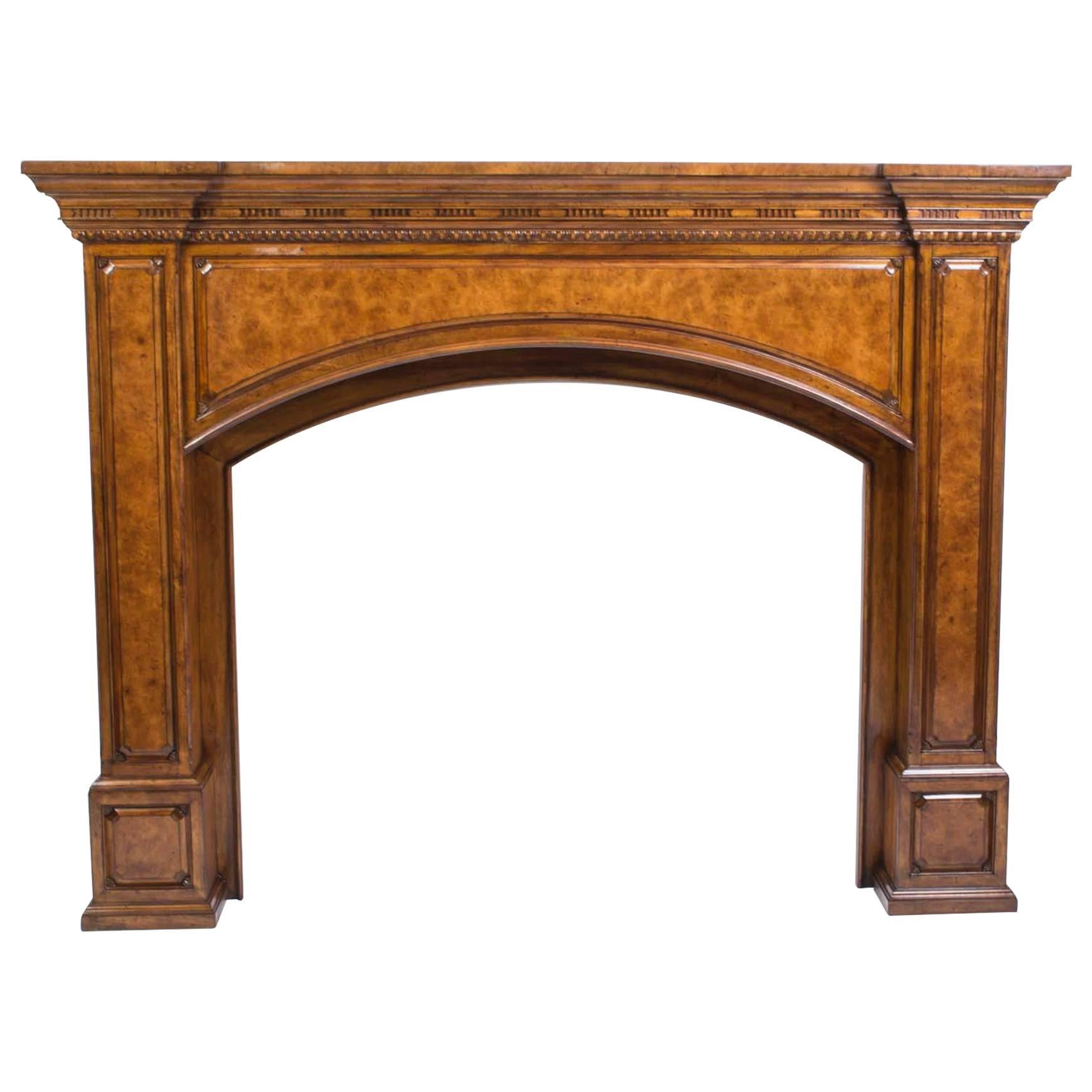 Striking Burr Walnut Fire Surround Fireplace at 1stDibs