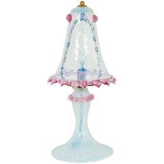Italian Venetian Table Lamp in Murano Glass Opaline and Pink