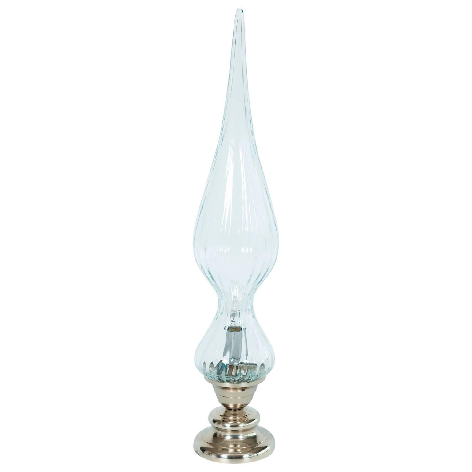 Italian Venetian Table Lamp in Murano Glass Transparent
