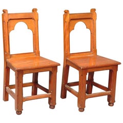 Antique Bruce Talbert attr, A Pair of Gothic Revival Walnut Hall Chairs