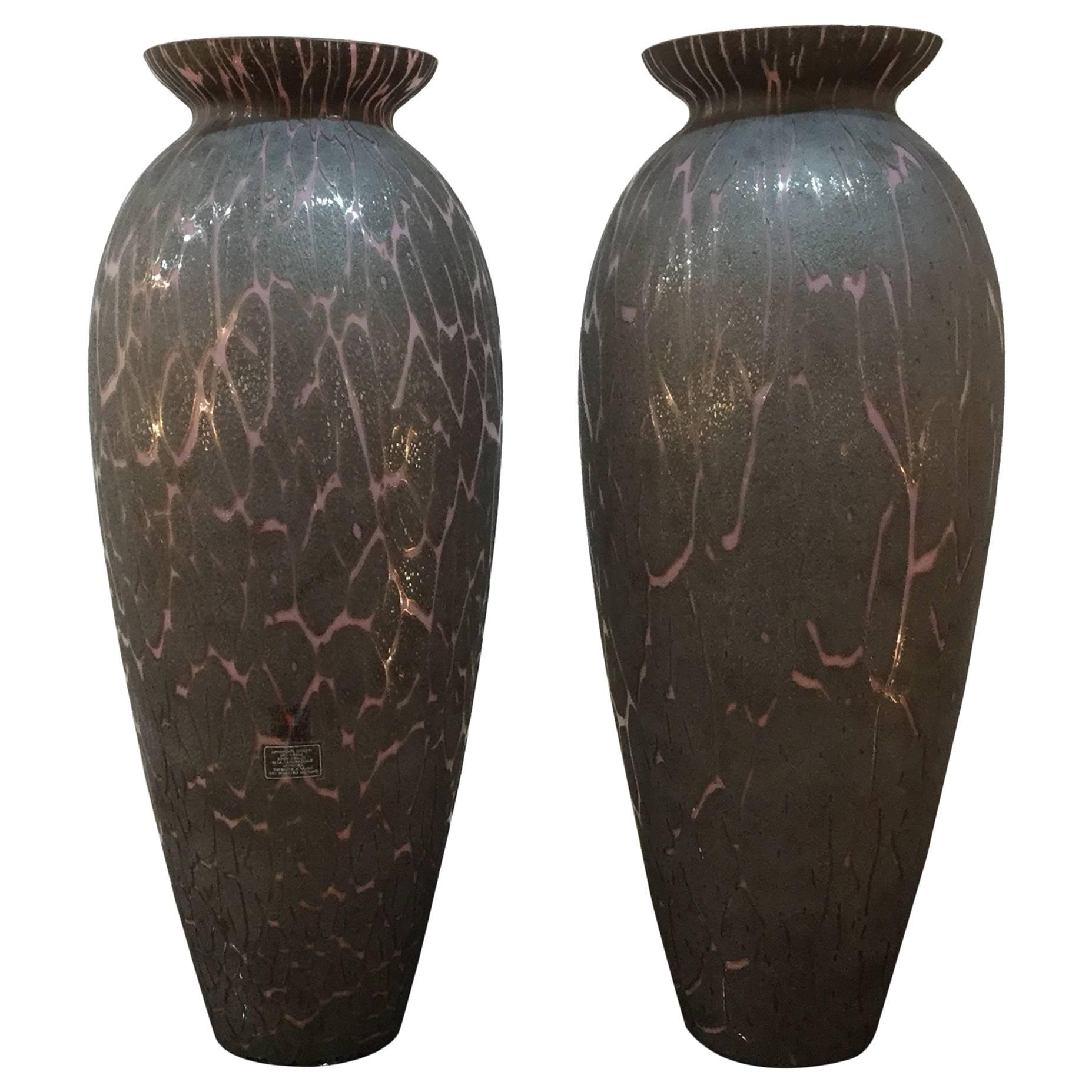 Pair of Murano Glass Vases, circa 1980