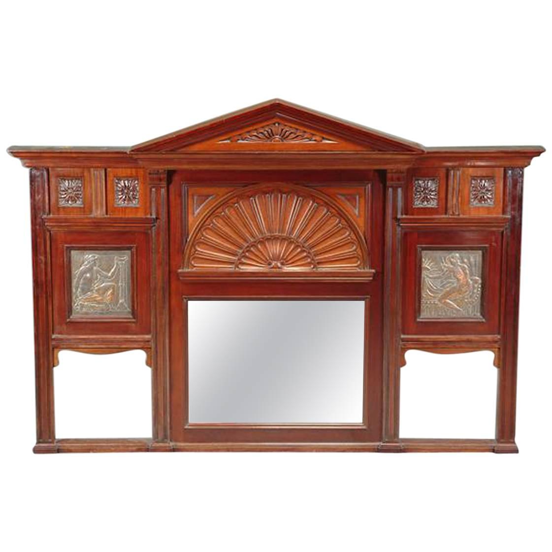 Aesthetic Movement Carved Walnut Mirror by J Smithey