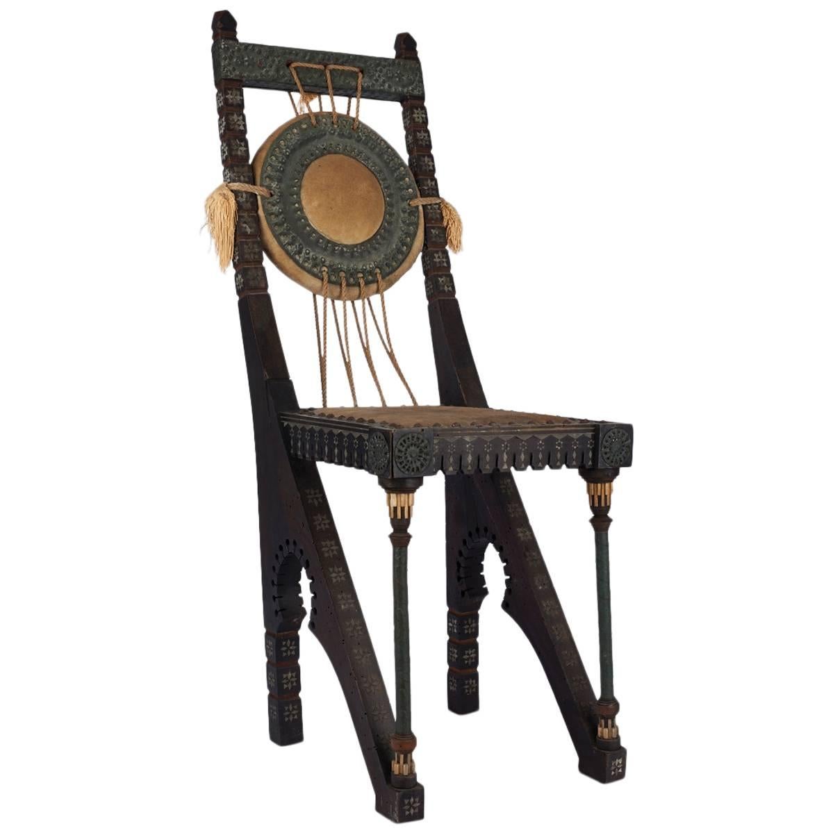 Early 20th Century Italian Wooden Chair by Carlo Bugatti For Sale