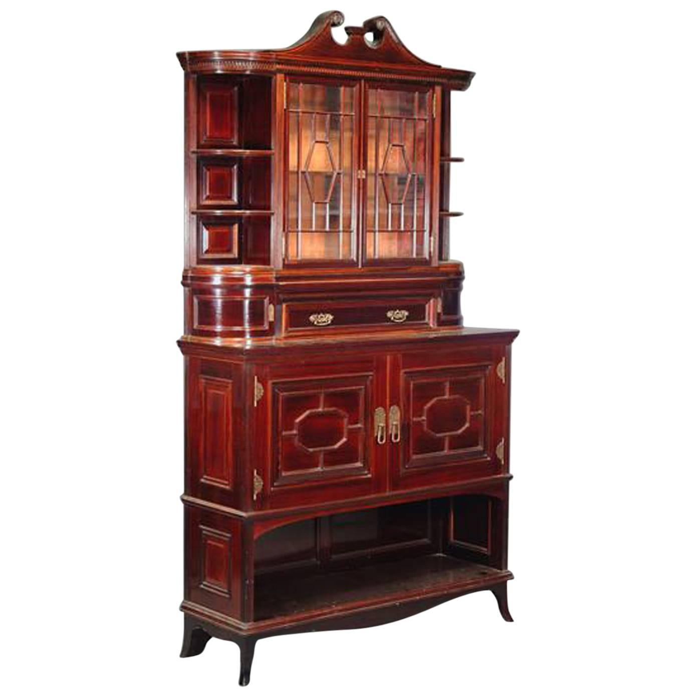 E W Godwin made by Collinson & Lock of London. Eaton Hall Rosewood China Cabinet For Sale