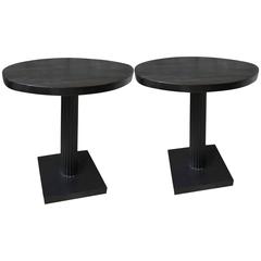 Very Unusual Pair of Solid Ebony Lamp Tables 8