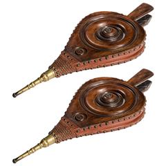 Antique Pair of George III Period Mahogany Bellows