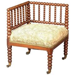 Oak Bobbin Turned Corner Chair, Attribued to Morris and Co