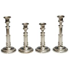 Antique Set of Four Adjustable Old Sheffield Plate Candlesticks by Matthew Bolton