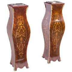 Pair of Exquisite French Marquetry Pedestals