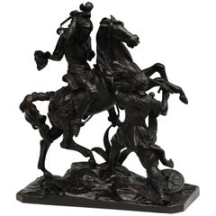 Bronze Group of a Knight on Horse Back