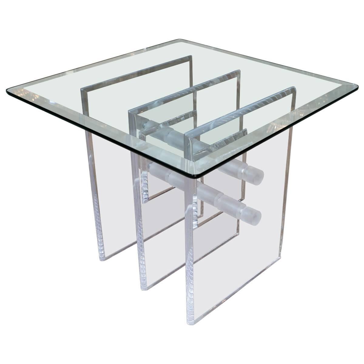 Mid-Century Lucite Occasional Table with Very Attractive Base For Sale