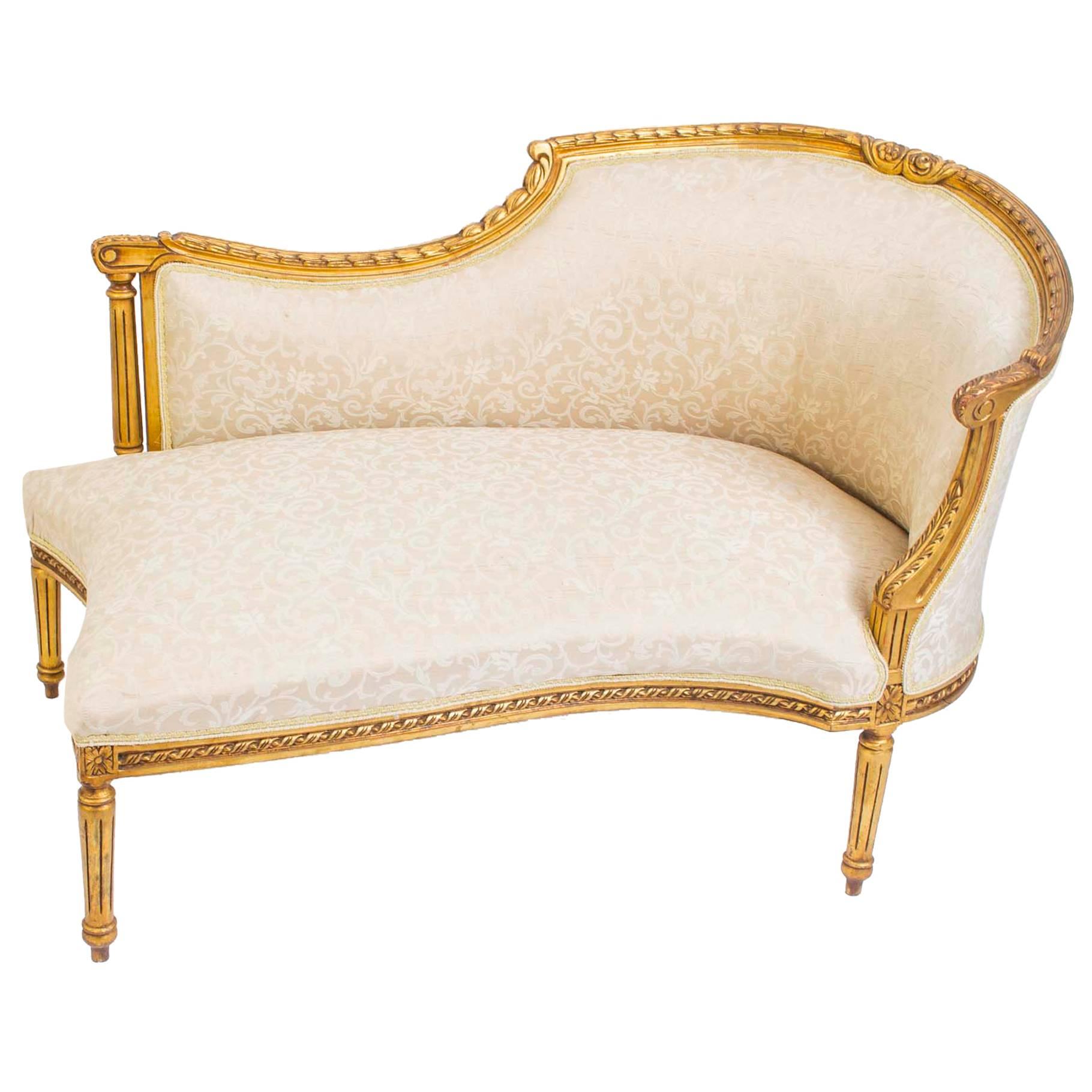 Stunning Louis XVI Style Giltwood Chaise Longue
