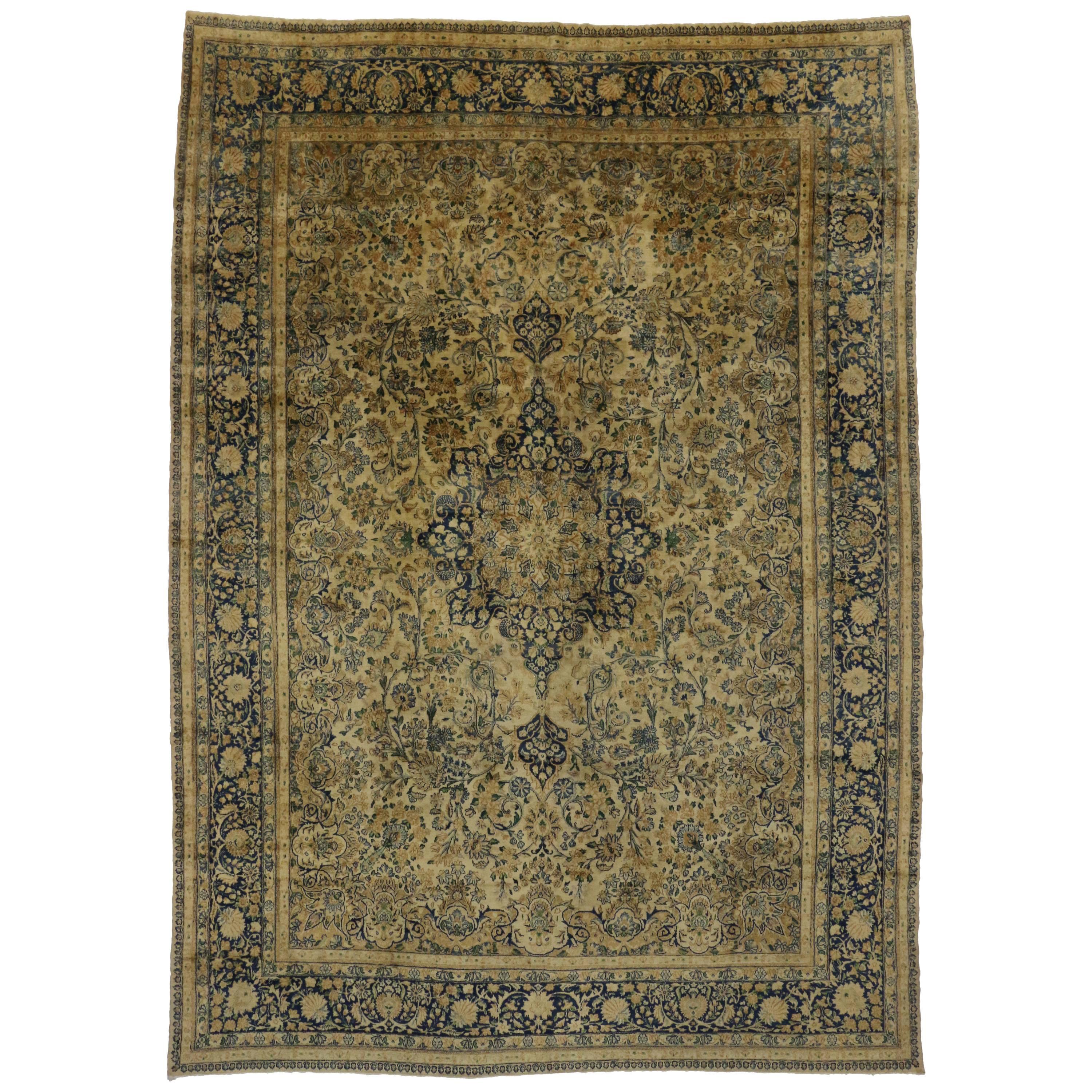 Navy Blue and Gold Area Rug with Hollywood Regency Style at 1stDibs
