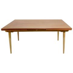 Big AT-312 Dining Table by Hans J Wegner for Andreas Tuck in Teak and Oak