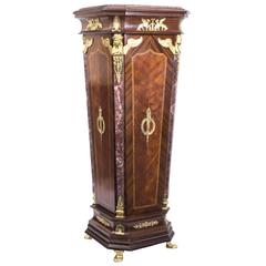 Exquisite French Empire Style Walnut & Marble Pedestal
