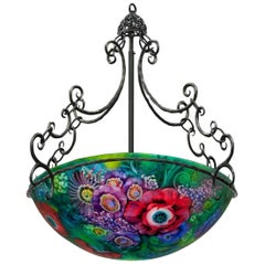 Signed Ulla Darni "Floral Green" Chandelier