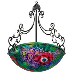 Signed Ulla Darni "Floral Green" Chandelier 3