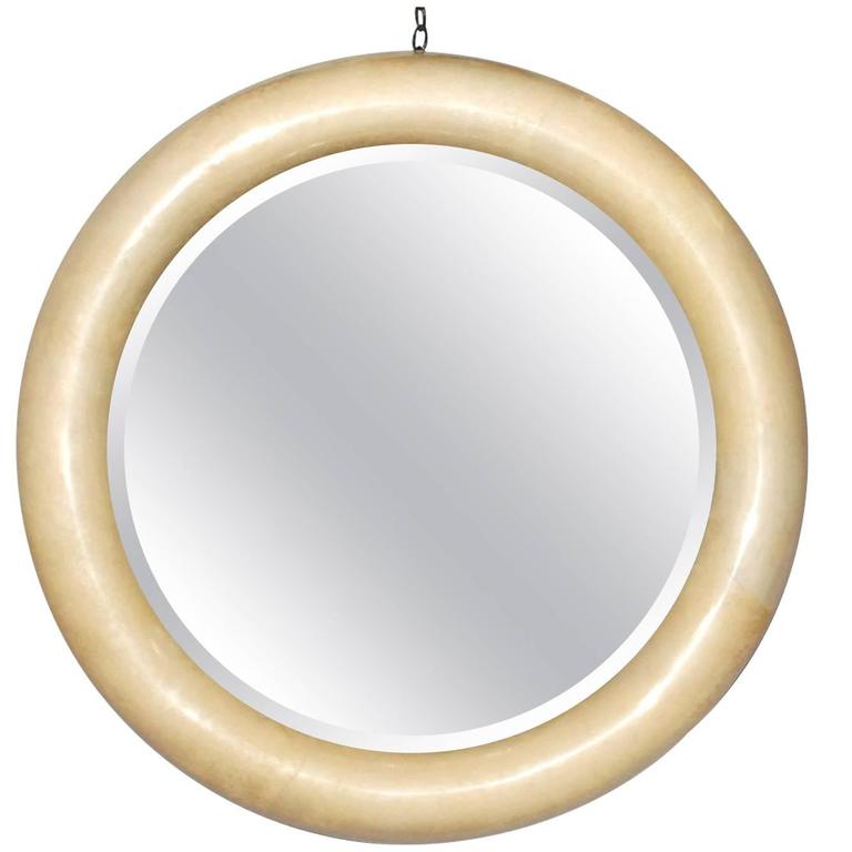 Large Parchment Round Mirror For Sale at 1stdibs