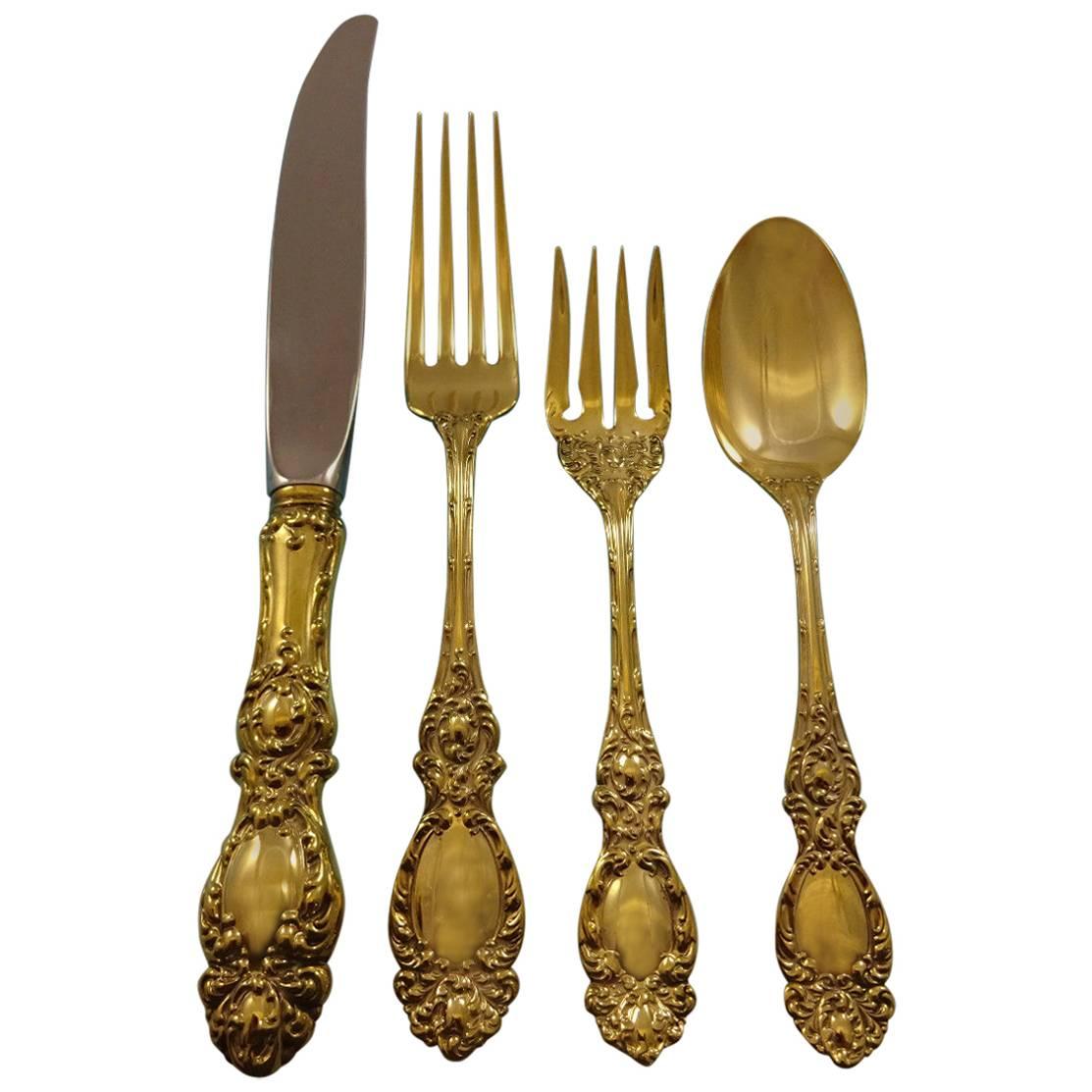 Lucerne Gold by Wallace Sterling Silver Flatware Service eight Set Vermeil