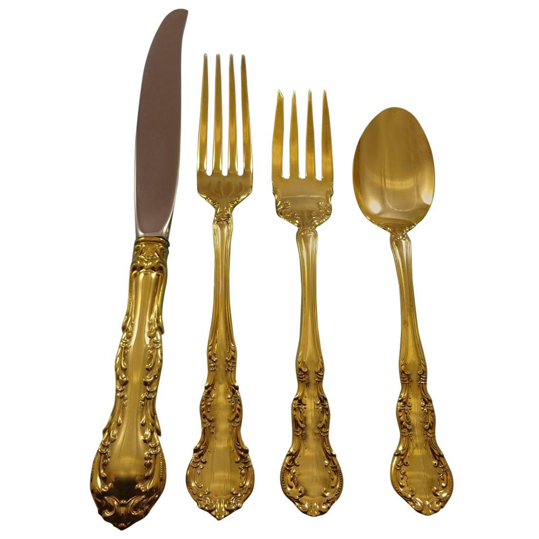 Old Atlanta Gold by Wallace Sterling Silver Flatware Service 8 Set Vermeil 32 Pc