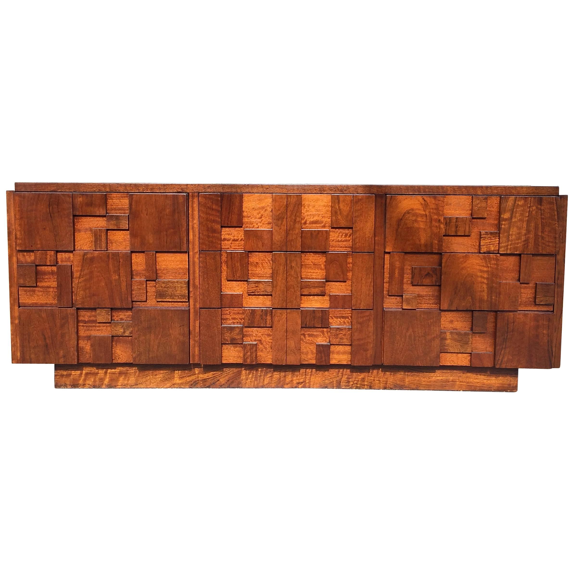 Brutalist Mosaic Walnut Dresser by Altavista Lane