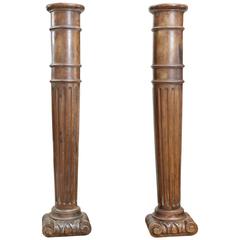 Pair of 19th Century Walnut Columns Fragments