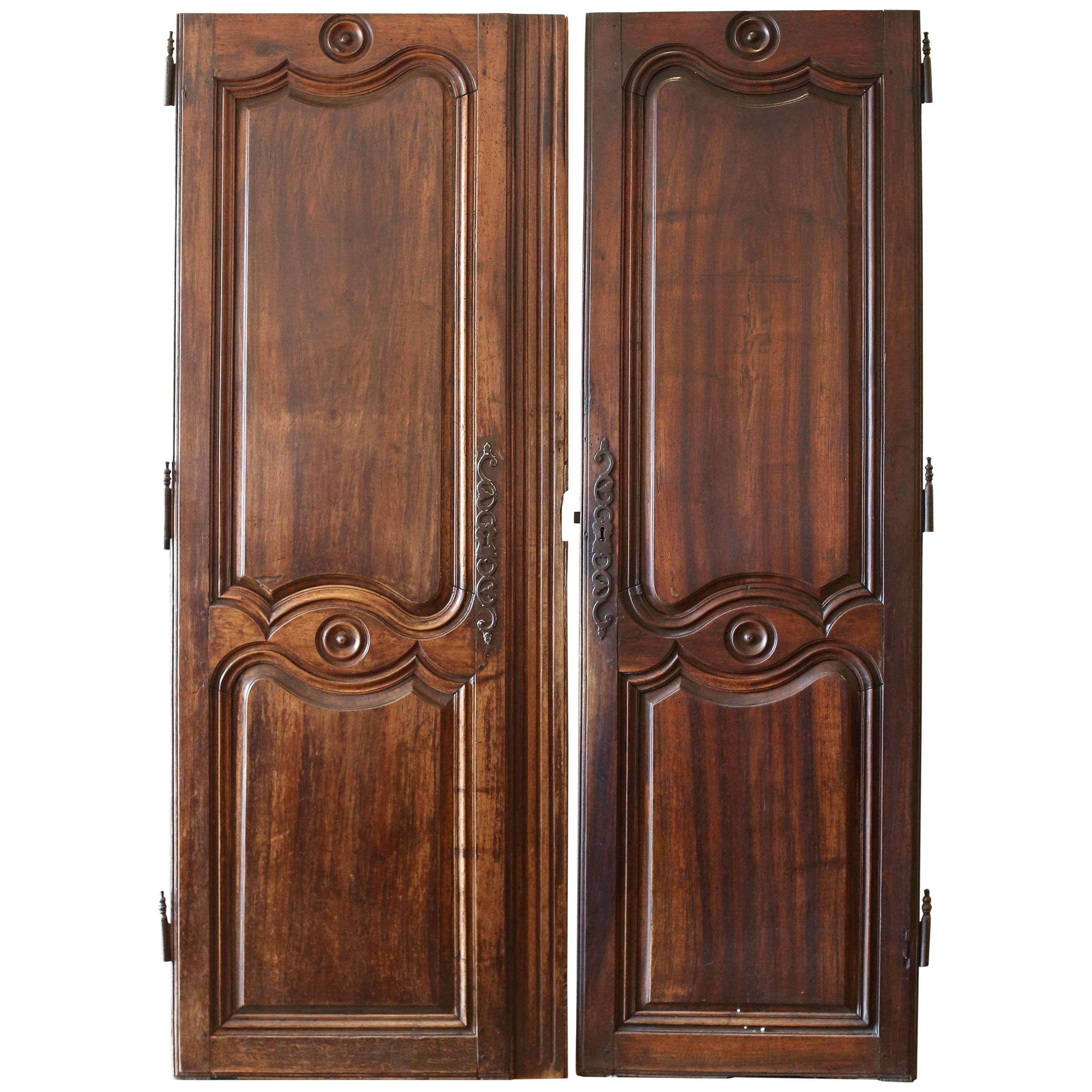 Pair of 18th Century Walnut Armoire Doors