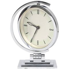 Chrome Art Deco New Haven Clock Company Desk Clock
