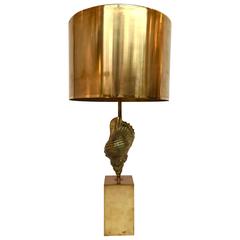 Vintage Bronze Shell Lamp by Maison Charles, 1970s, France