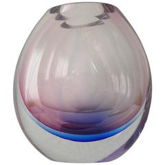 Italian Murano Glass Faceted Vase by Mandruzzato