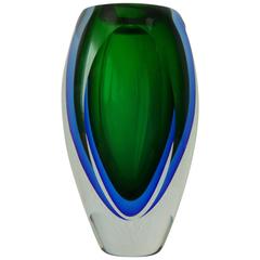 Italian Murano Glass Faceted Vase by Mandruzzato