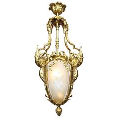 French, 19th-20th Century Louis XV Style Gilt Bronze and Glass Lantern 6