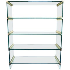 Mid-Century Modern Brass and Glass Display Etagere in the Style of Pace