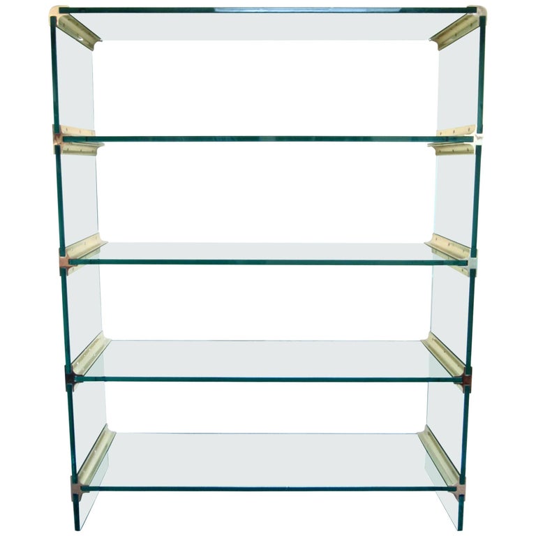 Mid-Century Modern Brass and Glass Display Etagere in the Style of Pace