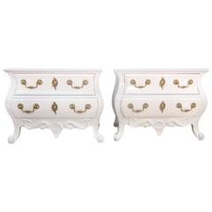 Pair of French Antique Style White Commodes 7