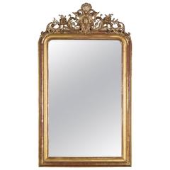 Antique French Louis Philippe Gold Leaf Mirror, circa 1880