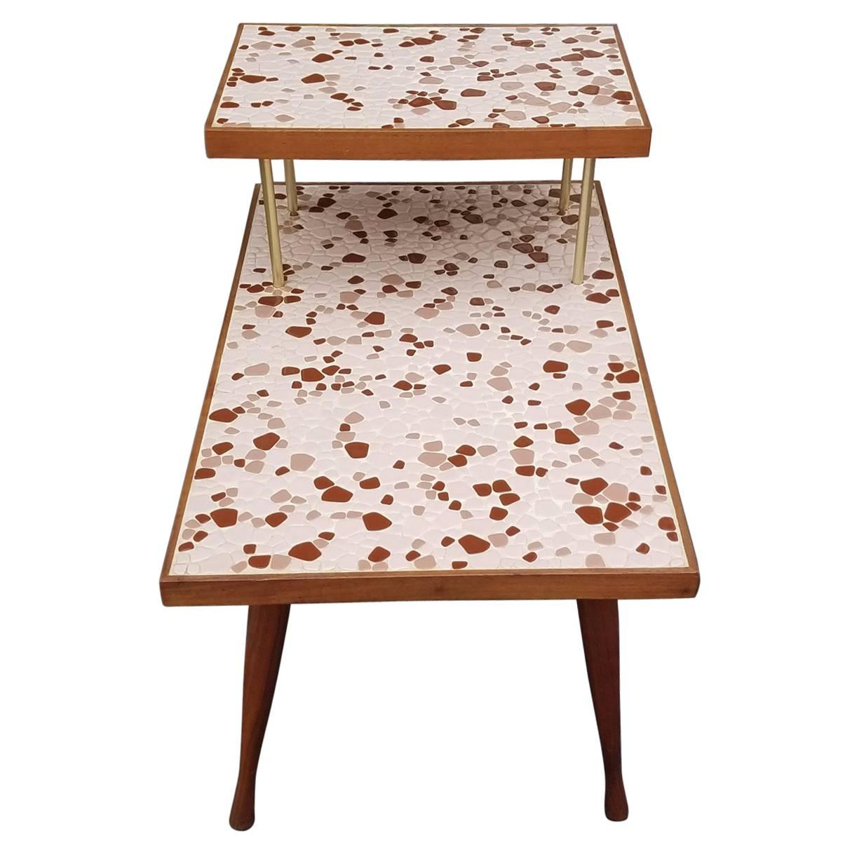 Mid-Century Danish Pebble Mosaic End Tables For Sale