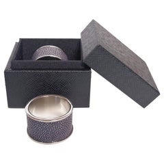 Set of Two Black Shagreen Napkin Rings by Fabio Ltd