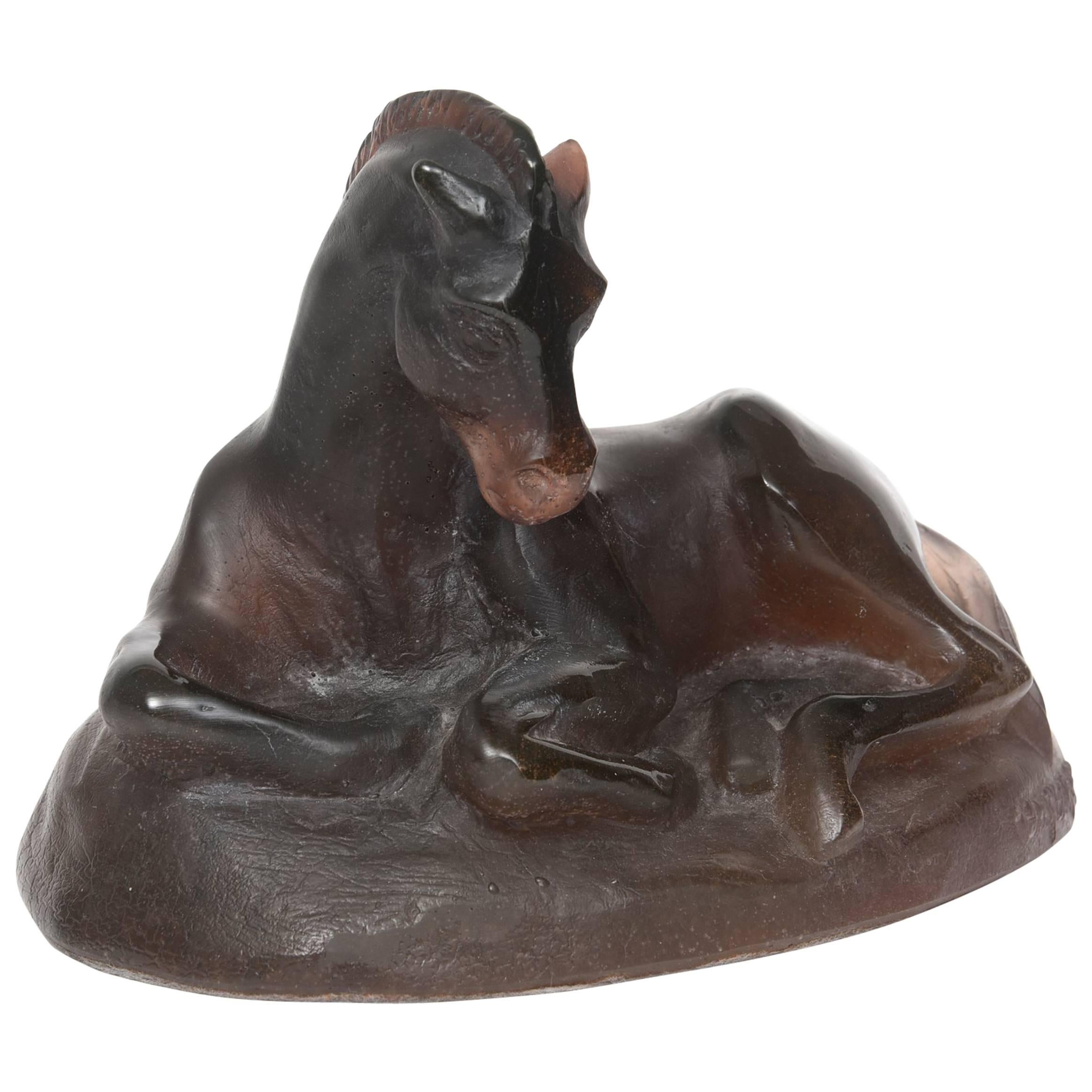 Daum Crystal Limited Edition Pate De Verre Horse by Hinsberger