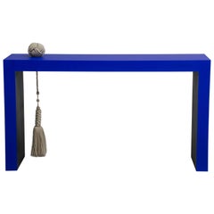 Wood Console Table with Linen Knot and Tassel