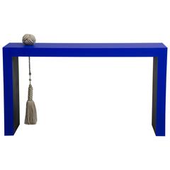 Wood Console Table with Linen Knot and Tassel 7
