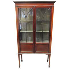 Mahogany 19th Century Inlaid Display Case Cabinet 9