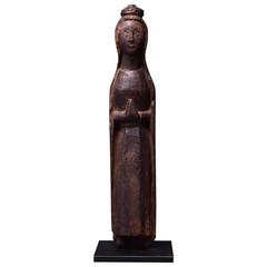 African Art Baule Wooden Figure of the Virgin Mary