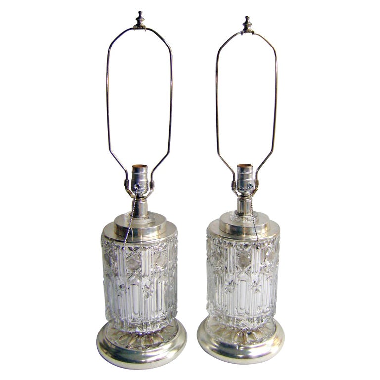 Pair of French Mercury Glass Lamps