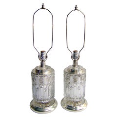 Antique Pair of French Mercury Glass Lamps