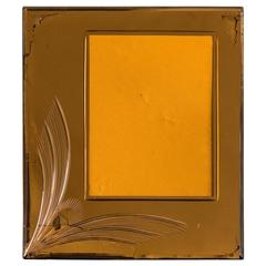 Large Vintage French Art Deco Period Rose Glass Frame, Etched Design, circa 1930