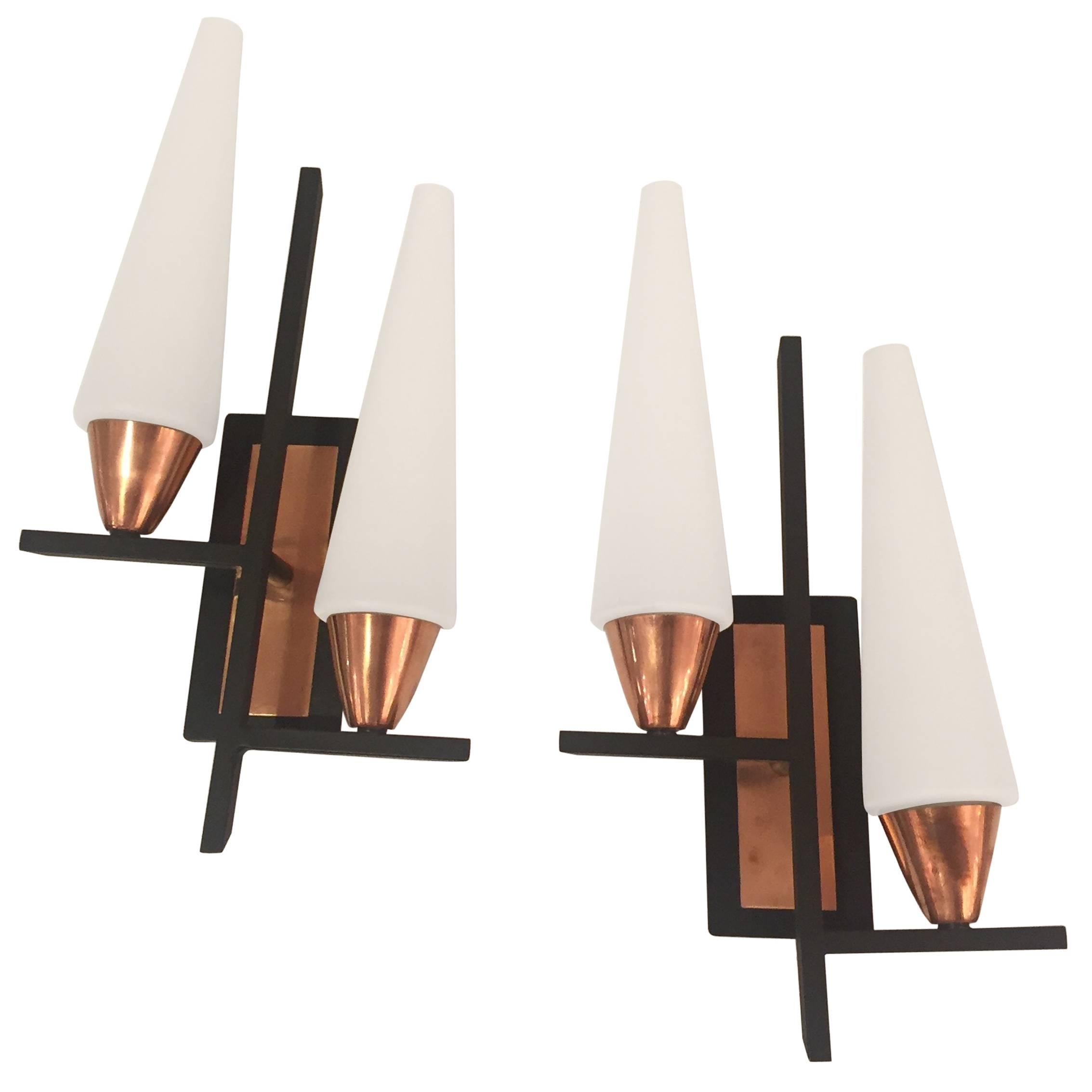 Pair of Mid-Century Wall Sconces For Sale