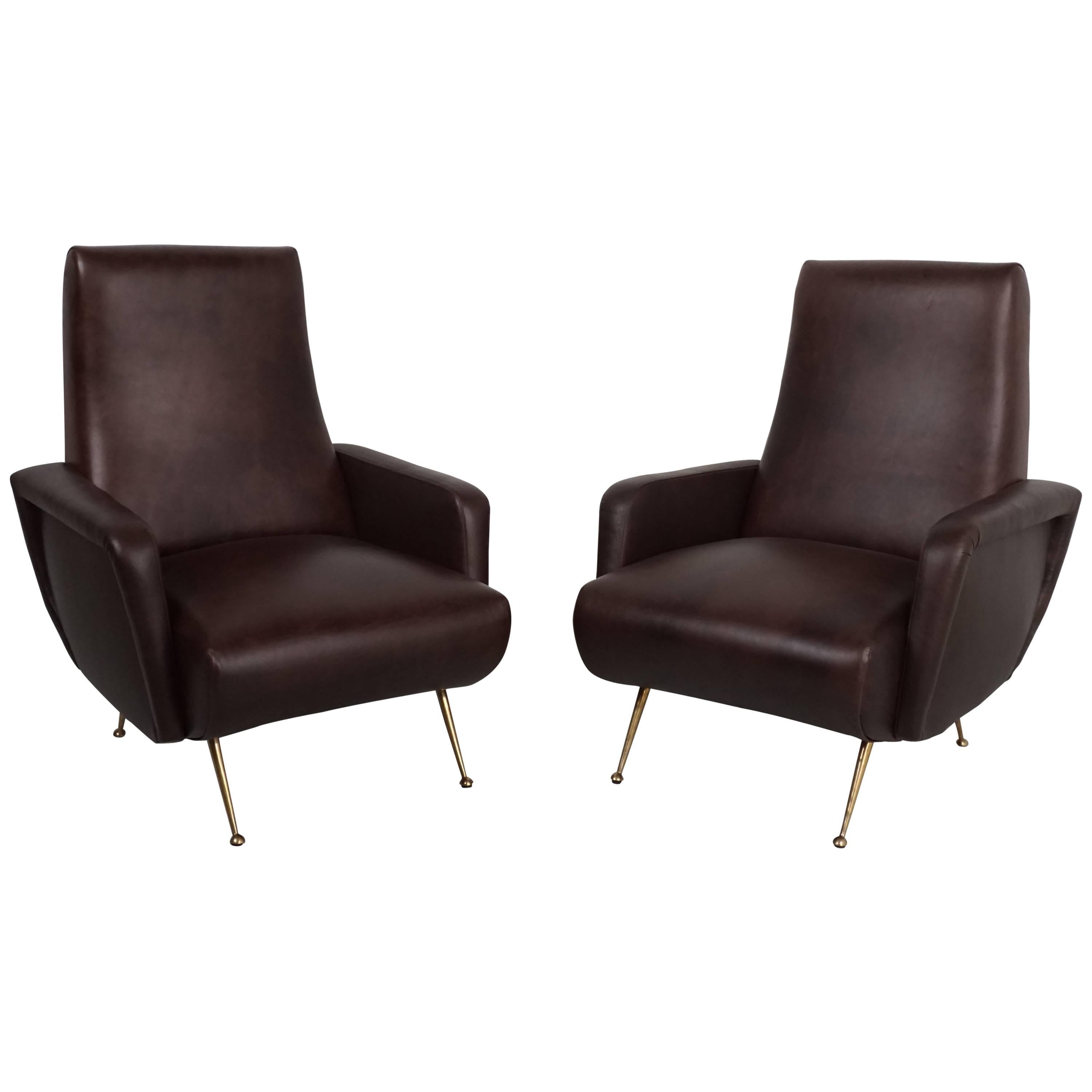 Italian Sculptural Leather Chairs