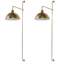 Pair of French Sconces with Vintage Brass Shade