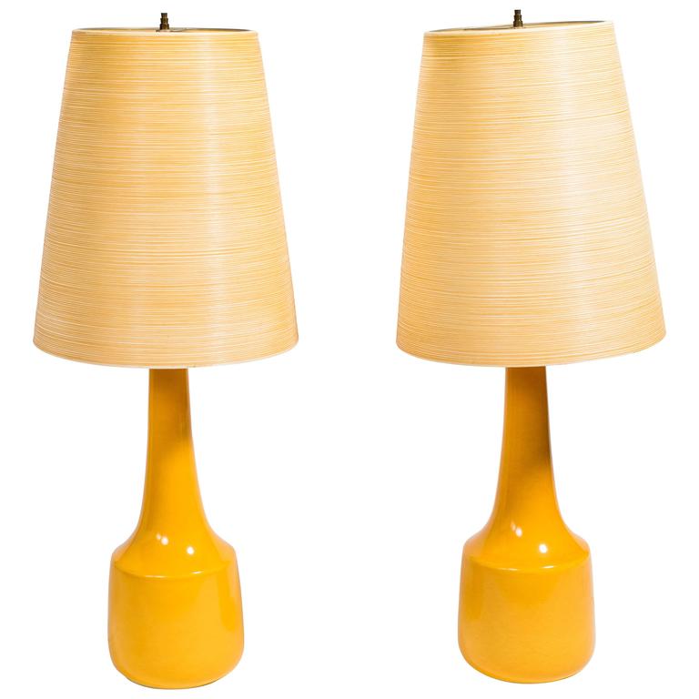 Pair of Yellow Lotte and Gunnar Bostlund Table Lamps For Sale at